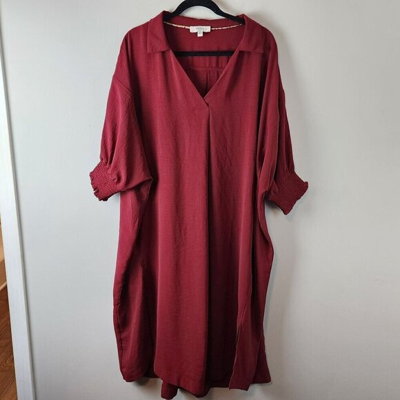 Umgee sz XL women burgundy red relaxed fir tunic dress oversized - Picture 3 of 11